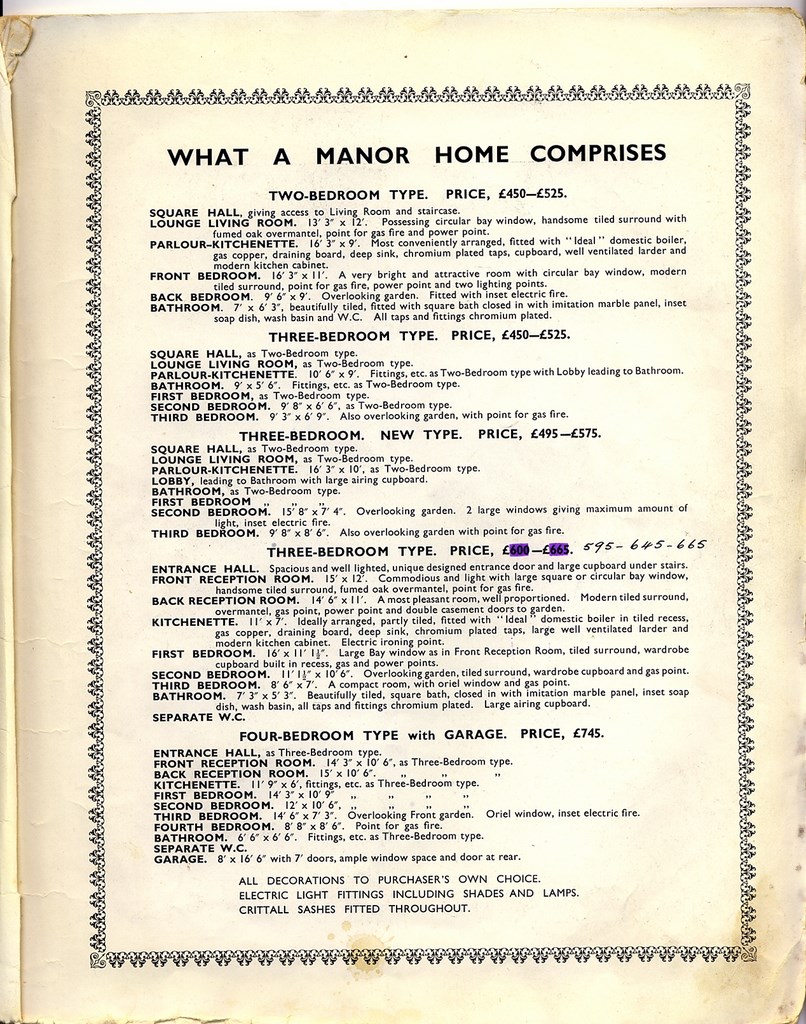 Manor Homes 1930'S Sales Brochure Page 7