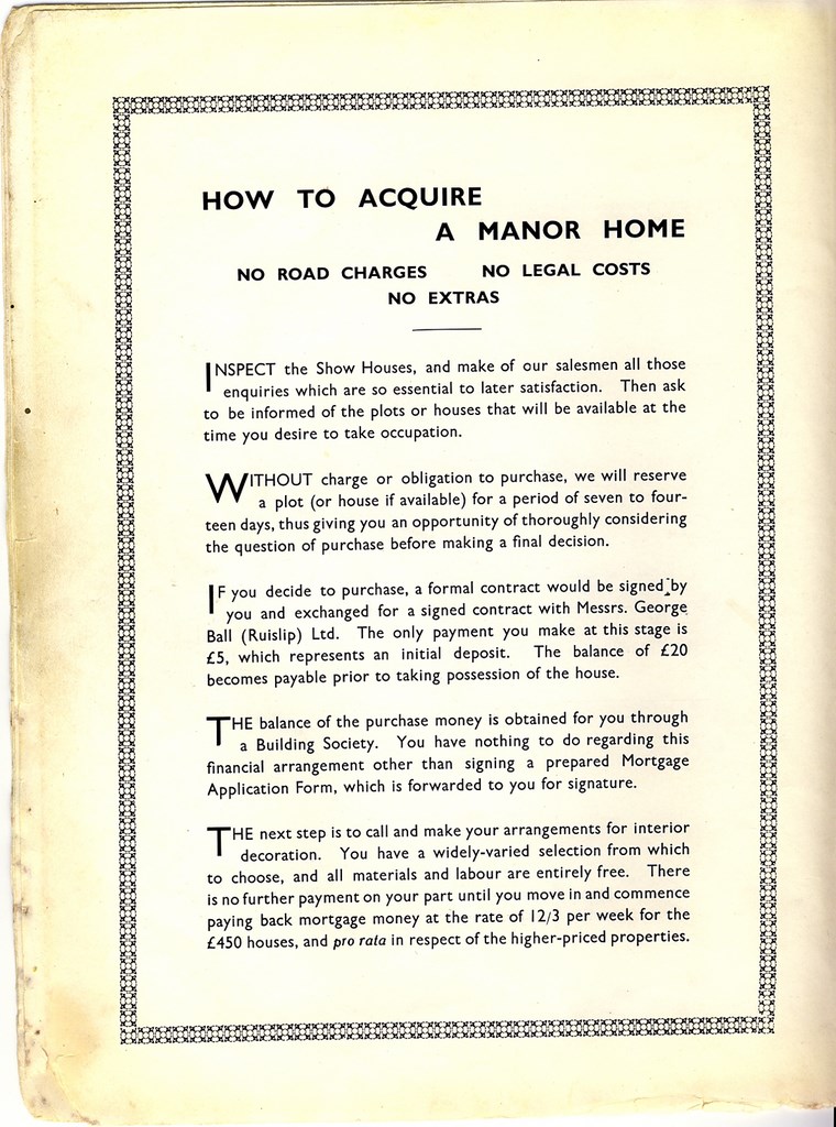 Manor Homes 1930'S Sales Brochure Page 12