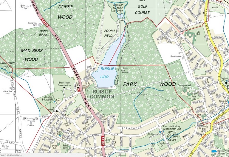 Map of Ruislip Lido
